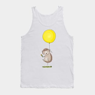 Cute hedgehog with balloon cartoon illustration Tank Top